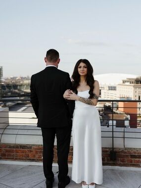 Park & Fifth White Satin Brodie Dress